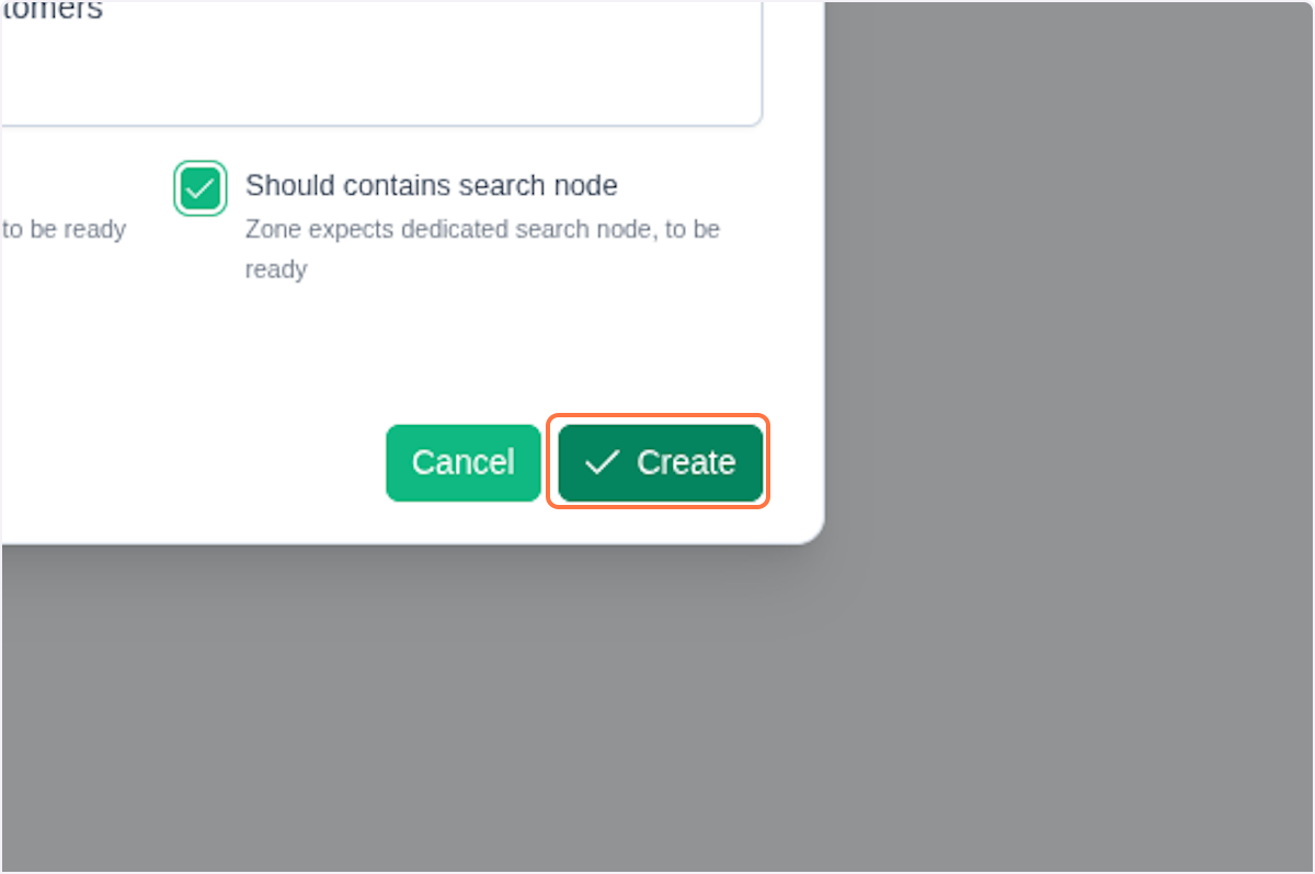 Zone creation form confirm