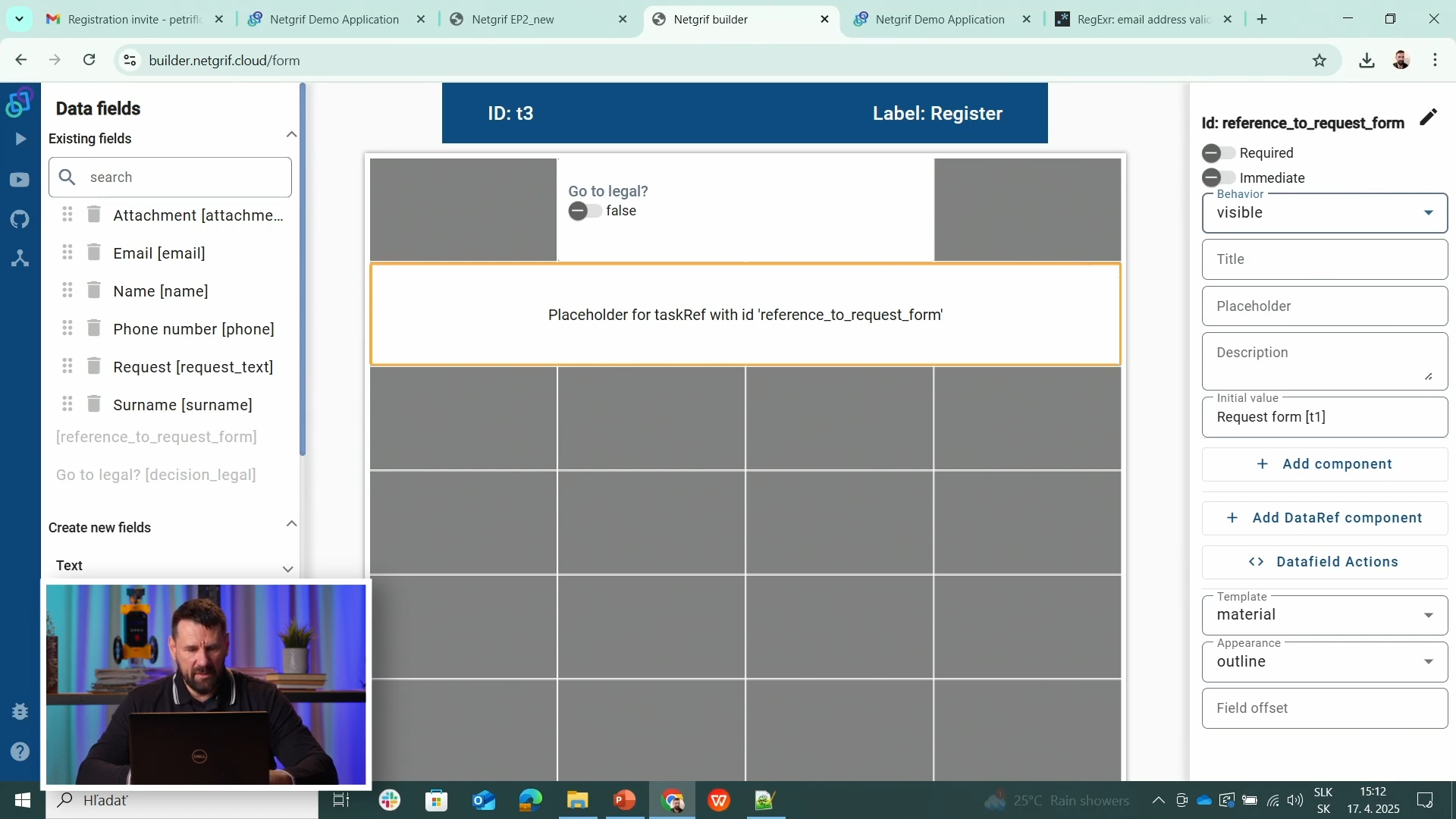 Reference to Request Form via taskRef