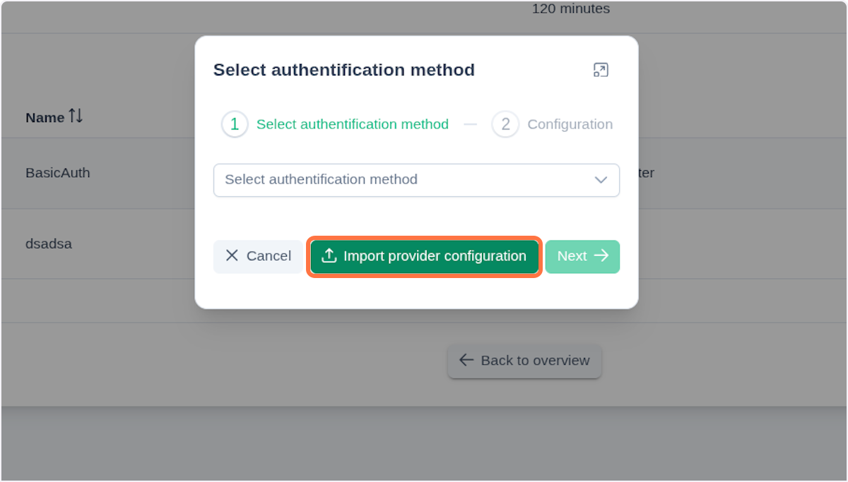 Import configuration