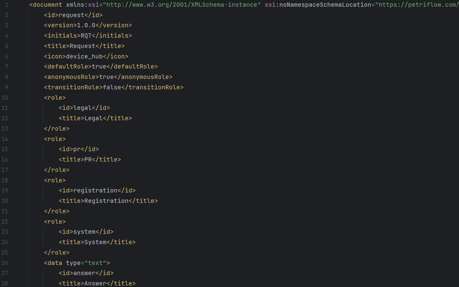Petriflow source code view