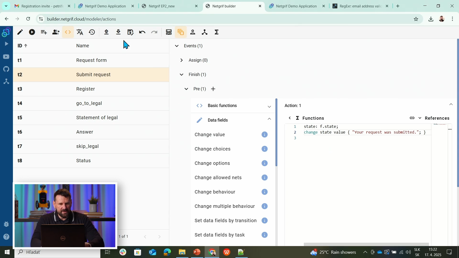 Editing actions in Builder with Action API backend execution